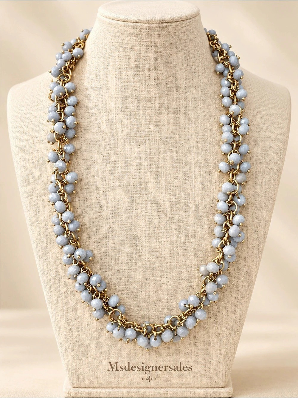 Gray Beaded Statement Necklace 169